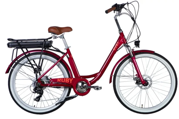 Електровелосипед Дорожник  26" AL Dorozhnik eRUBY DD FR рама-17" 36B 13А*г 500Вт бордовий 2026 купити електро велик