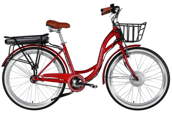 Електровелосипед Дорожник  26" ST Dorozhnik eAQUAMARINE BH рама-17" 36B 13А*г 500Вт бордовий YS 2476 з кошиком 2026 купити електро велик