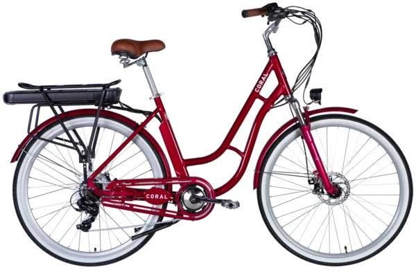 Електровелосипед Дорожник  28" AL Dorozhnik eCORAL DD FR рама-19" 48B 13А*г 500Вт рубіновий 2026 купити електро велик