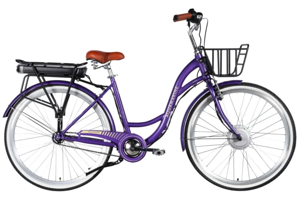 Електровелосипед Дорожник  28" ST Dorozhnik eAQUAMARINE BH рама-19" 36B 13А*г 500Вт фіолетовий з кошиком 2026 купити електро велик