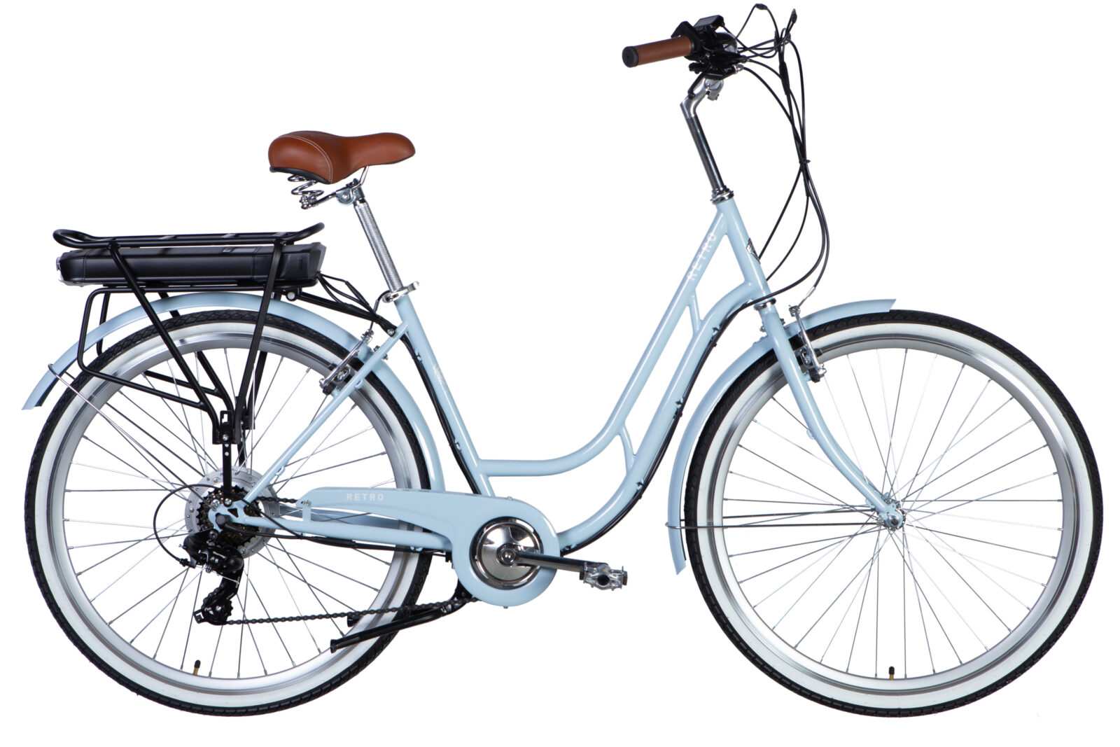 Електровелосипед Дорожник  28" ST Dorozhnik eRETRO Vbr FR рама-19" 36B 12.5А*г 500Вт світло-блакитний PANTONE 5435 C 2025 крила