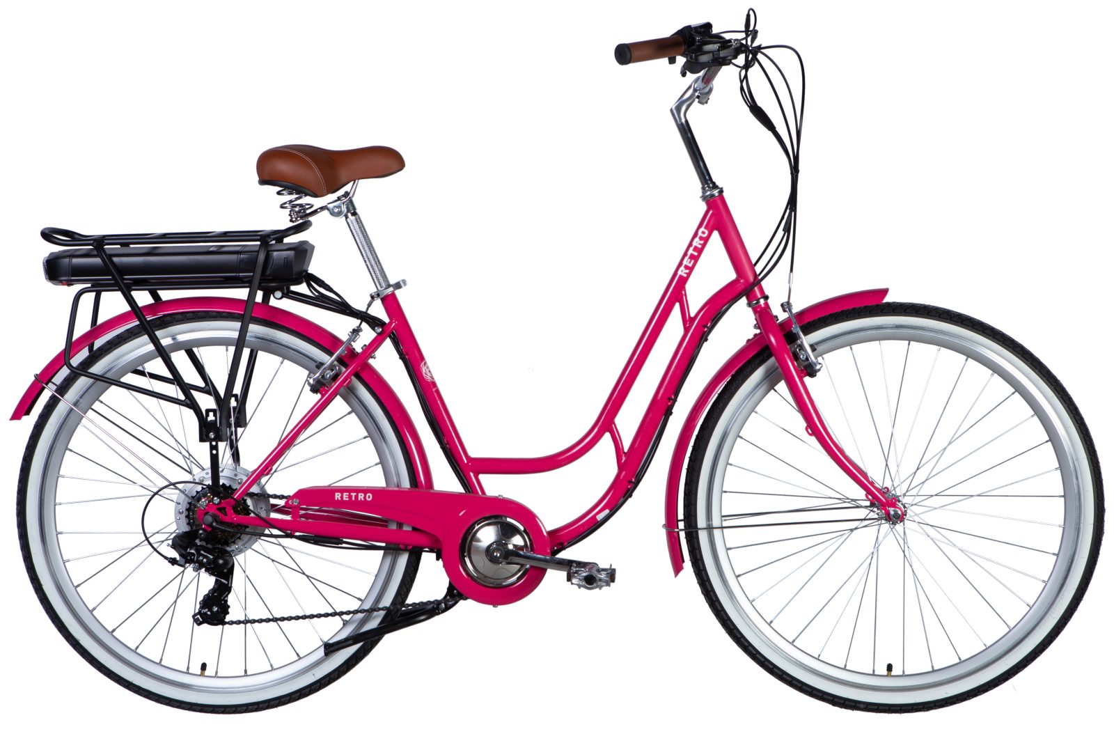 Велосипед Дорожник міський  з електроприводом 28" ST Dorozhnik RETRO DD FR рама-19" 36B 12.5А*г 250Вт рожевий YS 7452 2025 для міста купити