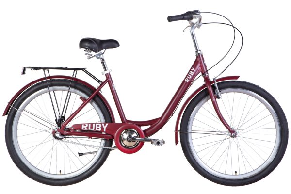Велосипед Дорожник міський  AL 26" Dorozhnik RUBY планет. рама-17" темно-червоний (м) з багажником зад St