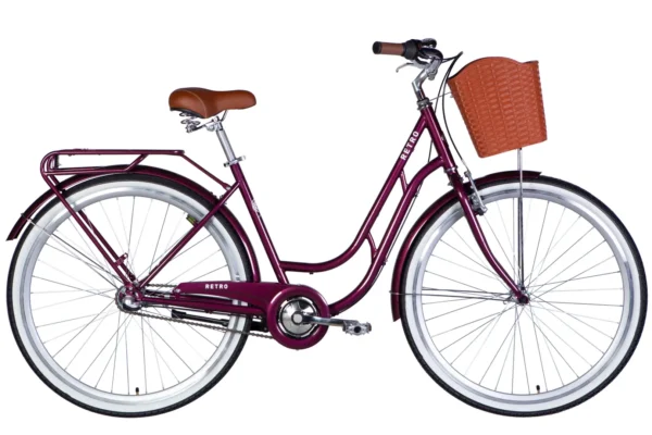 Dorozhnik RETRO 28" Жіночий велосипед Дорожник Ретро низька рама міський для літніх людей з кошиком рама-19"OPS-D-28-552 купити